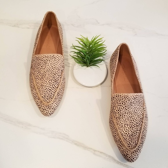 Madewell Shoes - MADEWELL The Frances Skimmer Flats Loafers Tan Calf Hair Black Dotted Shoe Point